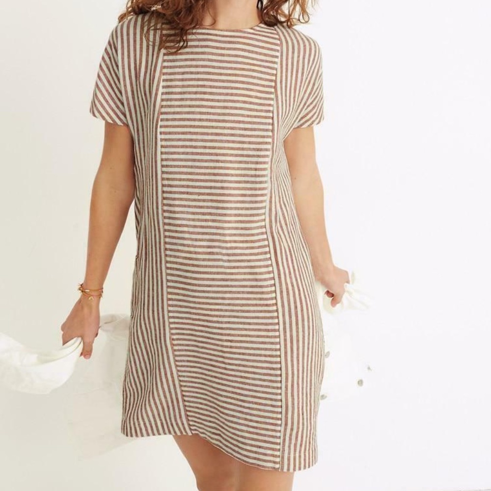 Madewell Striped Brown and Cream Dress